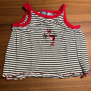 Koala Kids white and black striped tank top with Lady bug
